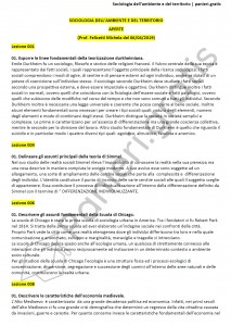 Paniere di Sociologia dell’ambiente e del territorio - Aperte - Scienze politiche - eCampus