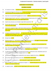 Paniere di Complementi di matematica - Columbus Academy