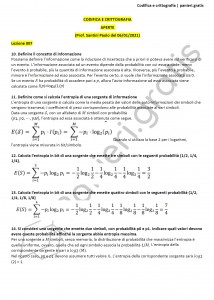 Paniere di Codifica e crittografia - Aperte - Ingegneria informatica - eCampus