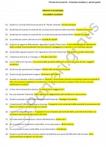 Paniere di Principi di economia - Columbus Academy