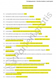 Paniere di Psicologia generale - Columbus Academy