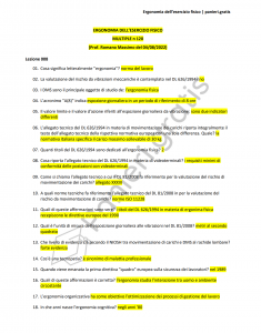 Paniere di Ergonomia dell'esercizio fisico - Multiple - Corso medico motorio - eCampus