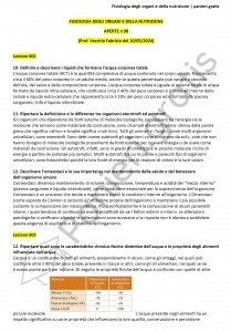 Paniere di Fisiologia degli organi e della nutrizione - Aperte - Scienze della nutrizione