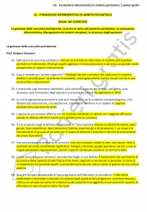 Paniere G1 - Master Formazione infermieristica in ambito psichiatrico - eCampus