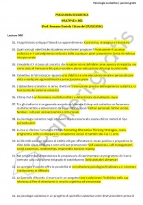 Paniere di Psicologia scolastica - Multiple 2024 - Scienze e tecniche psicologiche - eCampus