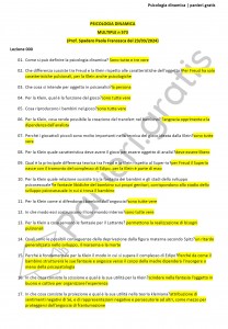 Paniere di Psicologia dinamica - Multiple - Spadaro - Scienze e tecniche psicologiche - eCampus