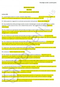 Paniere di Psicologia sociale - Multiple - Scienze e tecniche psicologiche - eCampus