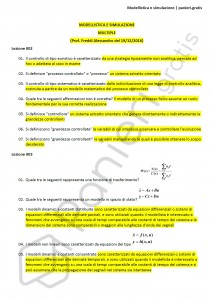 Paniere di Modellistica e simulazione - Multiple - Ingegneria informatica - eCampus