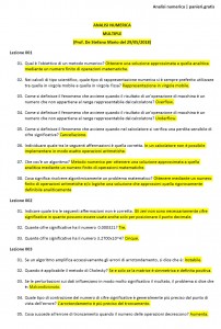 Paniere di Analisi numerica - Multiple - Ingegneria informatica - eCampus