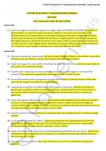 Paniere di I sistemi di gestione e l'organizzazione aziendale - Multiple - eCampus