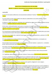 Paniere di Analisi psico-fenomenologica del bullismo - Master "Il bullismo" - eCampus