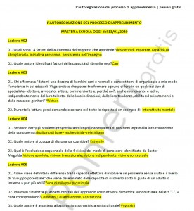 Paniere di L'autoregolazione del processo di apprendimento - Master "a scuola oggi" - eCampus