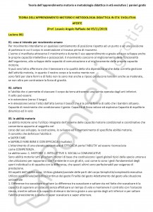Paniere di Teoria dell’apprendimento motorio e metodologia didattica in età evolutiva - Aperte