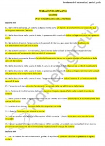 Paniere di Fondamenti di automatica - Multiple - Ingegneria informatica - eCampus