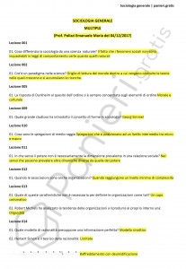 Paniere di Sociologia generale - Multiple - Scienze pedagogiche - eCampus