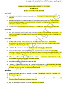 Paniere di Sociologia della comunicazione dell’informazione - Multiple - Scienze della comunicazione