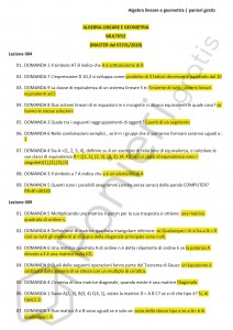 Paniere di Algebra lineare e geometria - Multiple - Master A26 - eCampus
