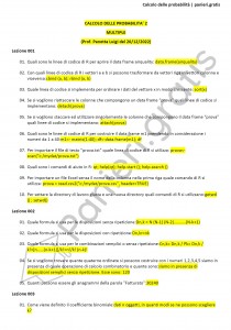 Paniere di Calcolo delle probabilità 2 - Master A26 - eCampus
