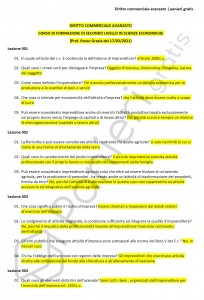 Paniere di Diritto commerciale avanzato - Multiple - Corso di formazione in scienze economiche