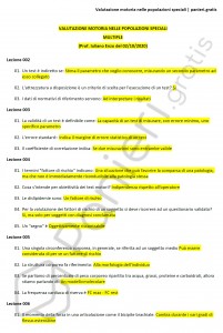 Paniere di Valutazione motoria nelle popolazioni speciali - Multiple - eCampus