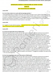 Paniere di Antropologia giuridica e comunicazione dei sistemi culturali - Completo